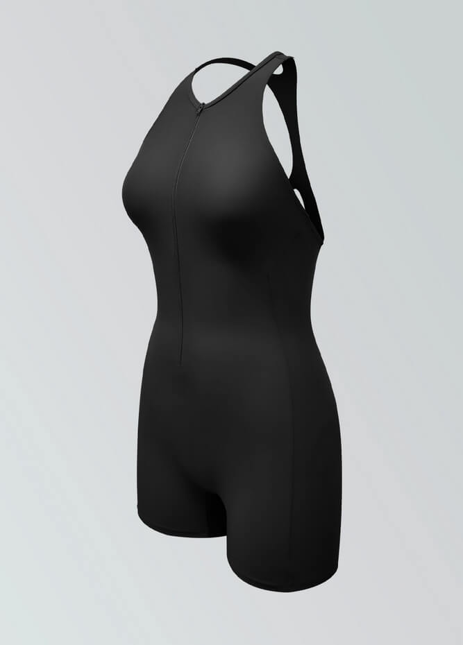 Womens Racer Back Zipper Front Romper