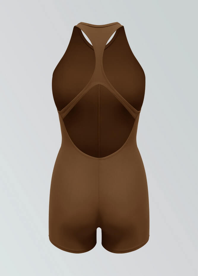 Womens Racer Back Zipper Front Romper