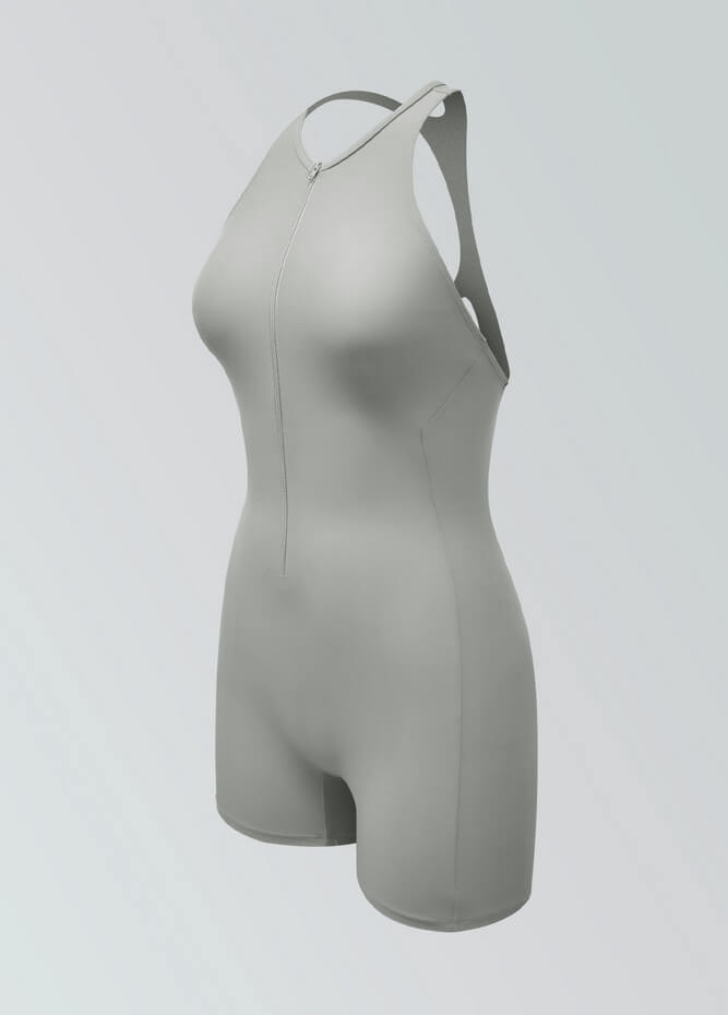 Womens Racer Back Zipper Front Romper