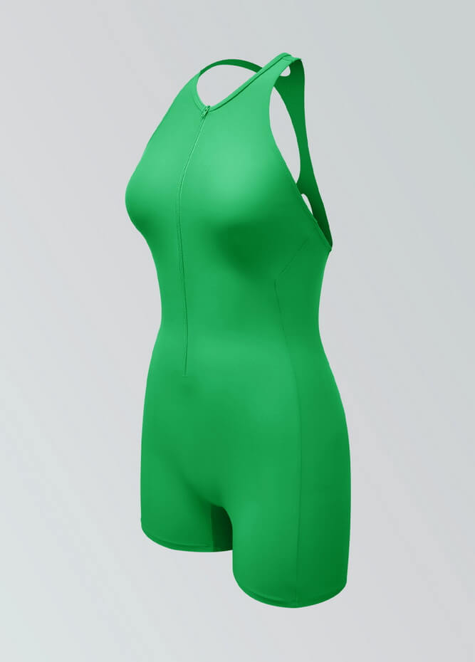 Womens Racer Back Zipper Front Romper