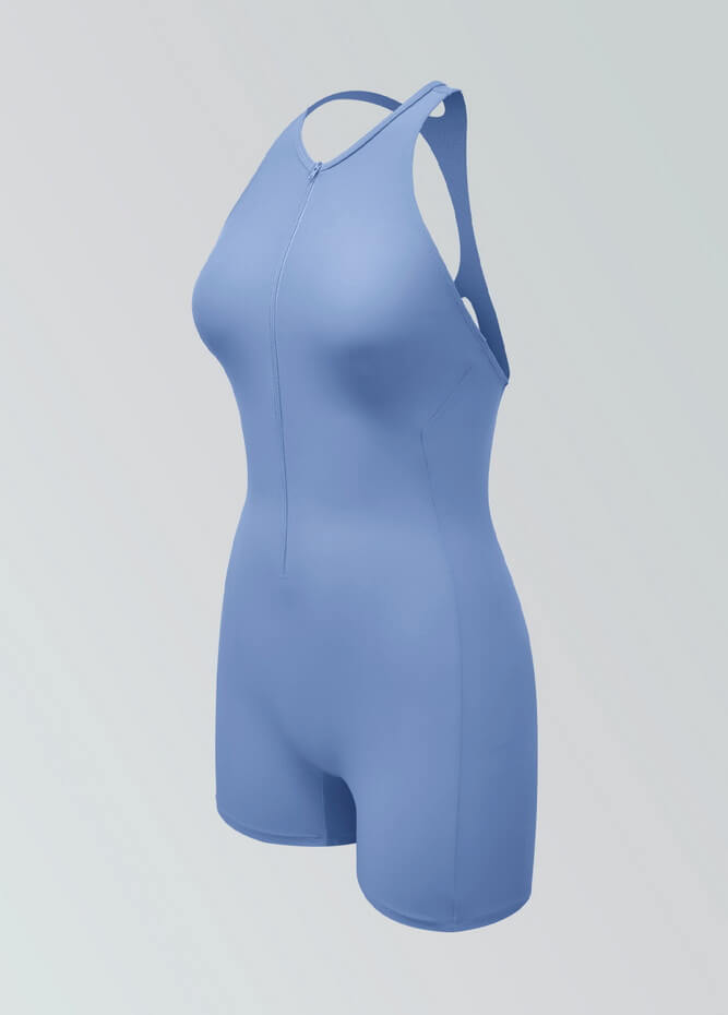 Womens Racer Back Zipper Front Romper