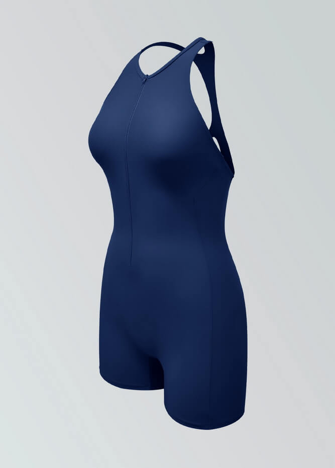 Womens Racer Back Zipper Front Romper
