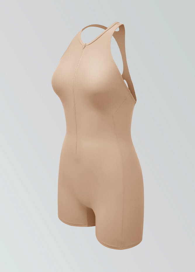 Womens Racer Back Zipper Front Romper
