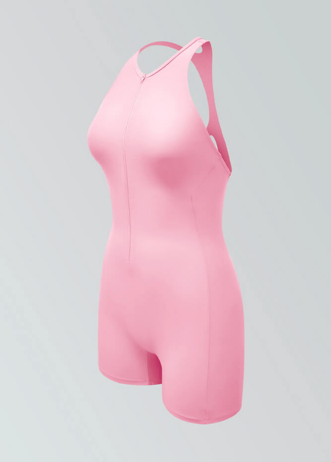 Womens Racer Back Zipper Front Romper