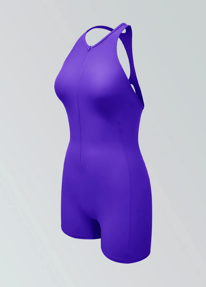 Womens Racer Back Zipper Front Romper