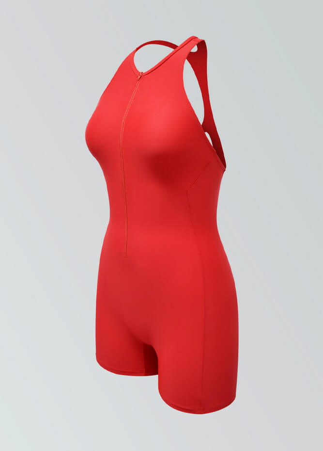 Womens Racer Back Zipper Front Romper