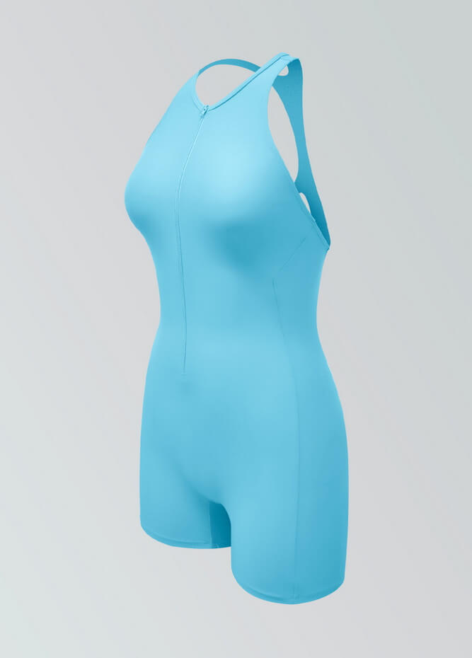Womens Racer Back Zipper Front Romper