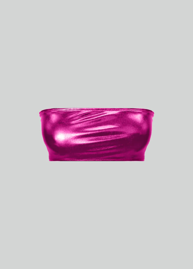 Womens Shiny Metallic Bandeau Top with Bra