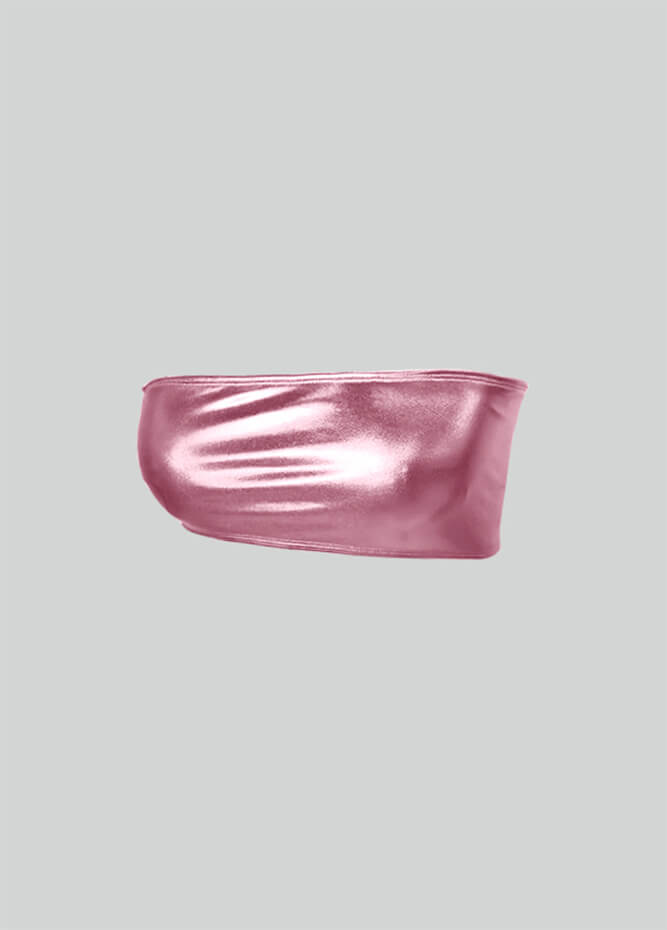 Womens Shiny Metallic Bandeau Top with Bra