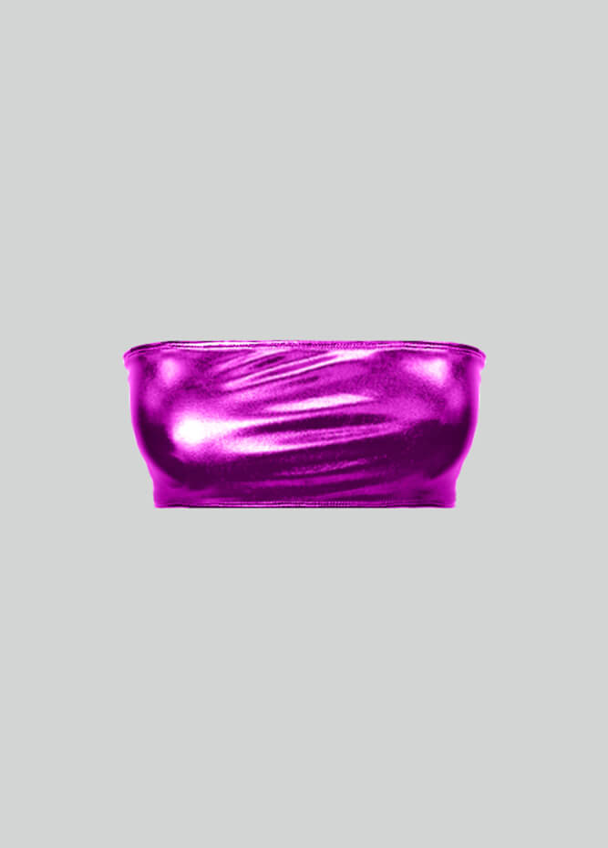 Womens Shiny Metallic Bandeau Top with Bra