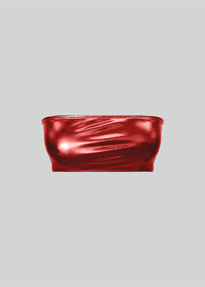Womens Shiny Metallic Bandeau Top with Bra