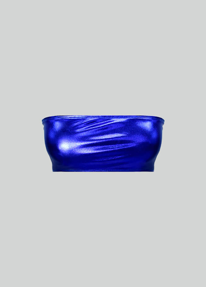 Womens Shiny Metallic Bandeau Top with Bra