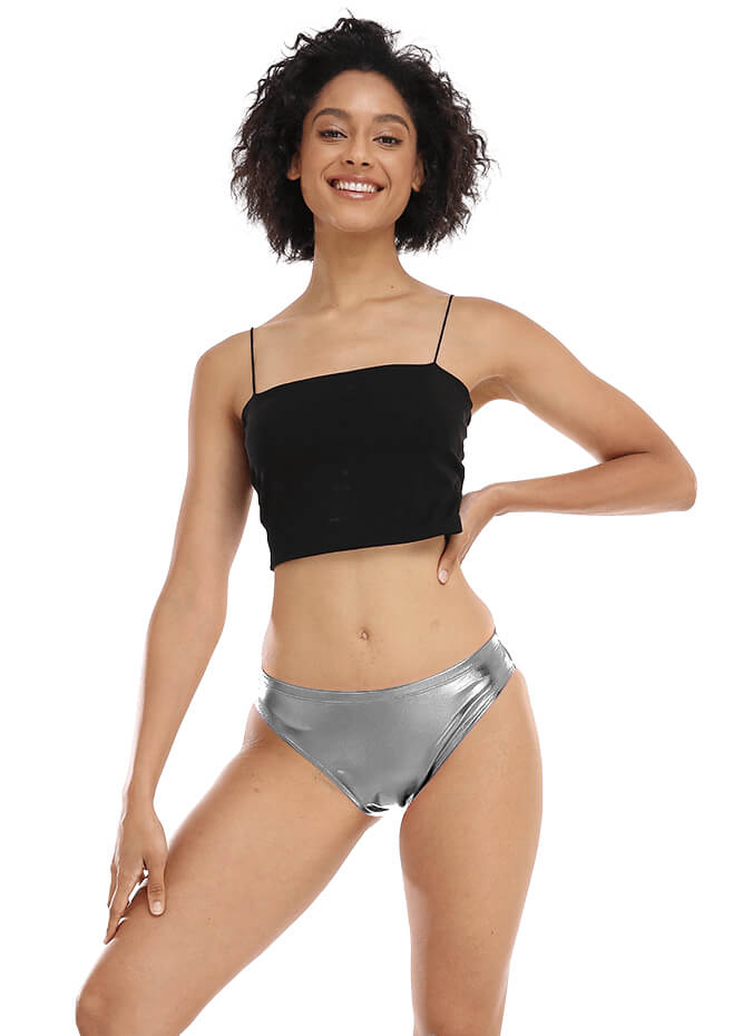 Shiny Metallic Panty Brief High Cut Shorts