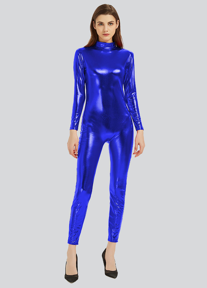 Womens Shiny Metallic Unitard Catsuit