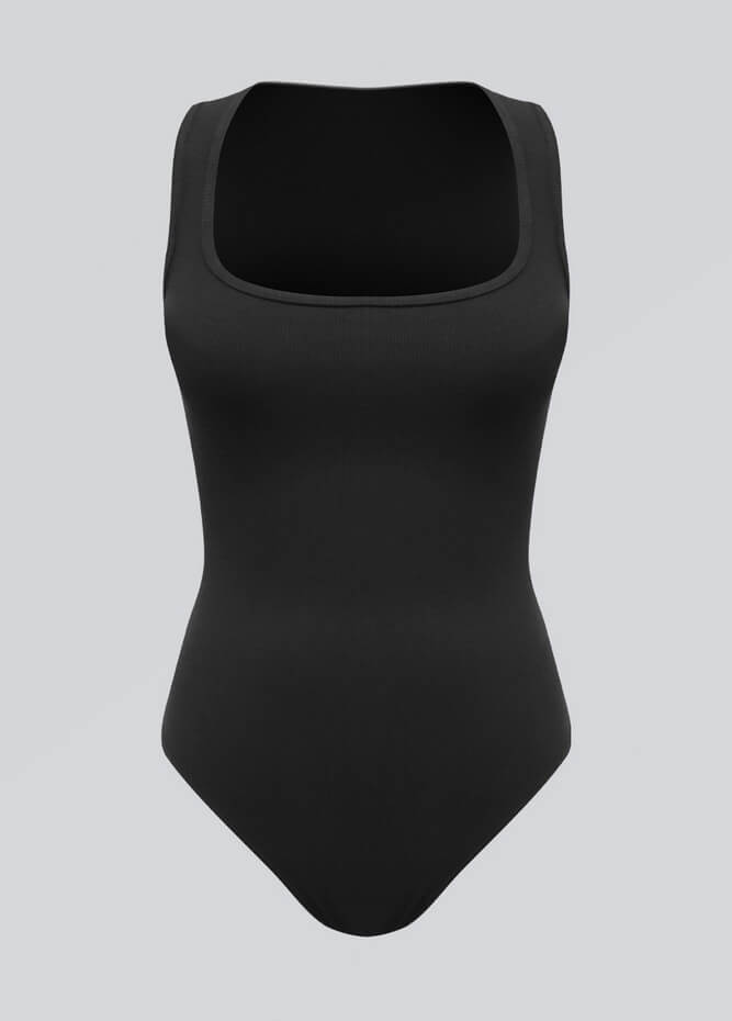 Womens Sleeveless Square Neck Ribbed Bodysuit