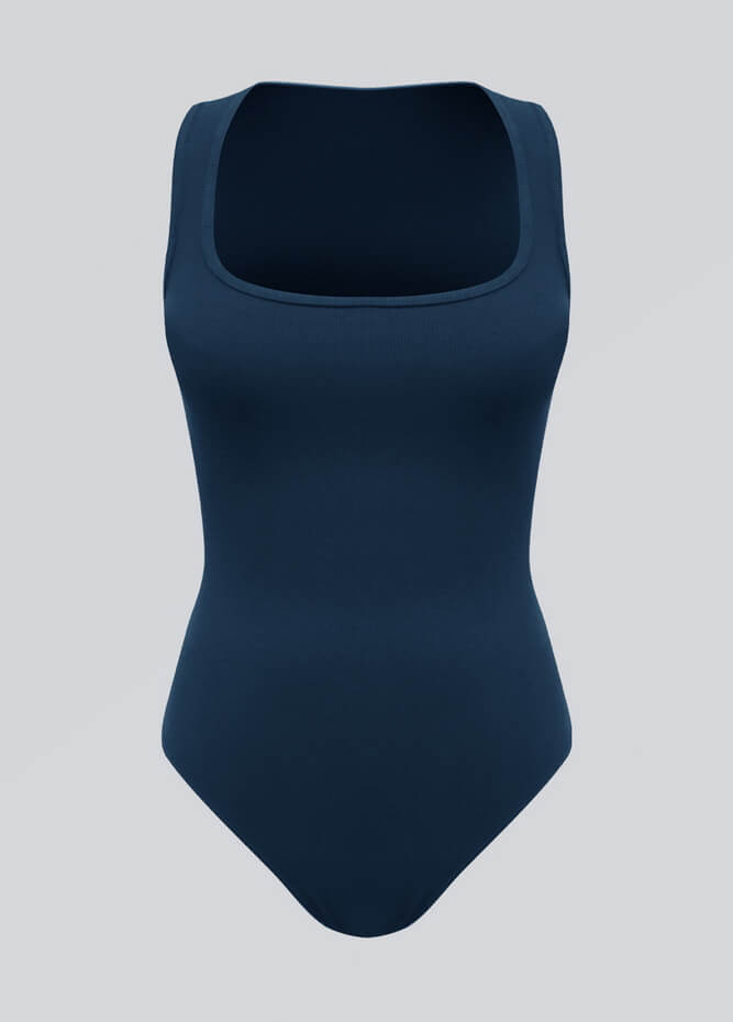 Womens Sleeveless Square Neck Ribbed Bodysuit