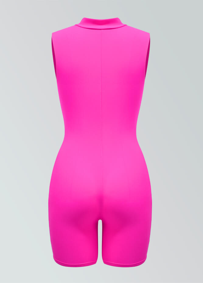 Womens Sleeveless Turtleneck Half-Zip Romper