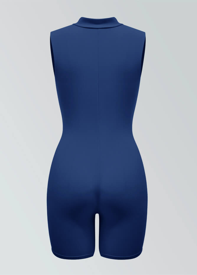 Womens Sleeveless Turtleneck Half-Zip Romper