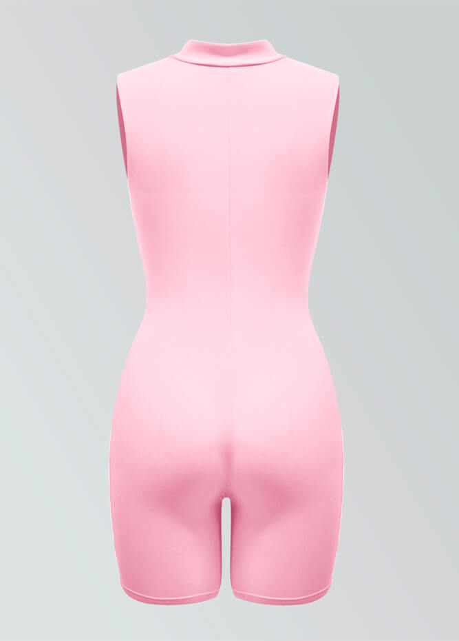 Womens Sleeveless Turtleneck Half-Zip Romper