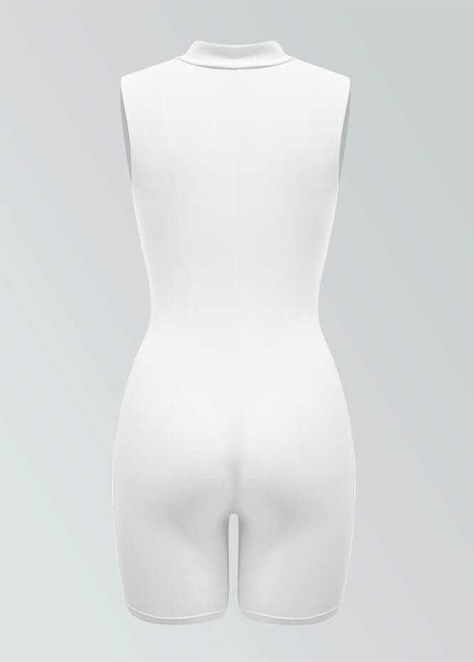 Womens Sleeveless Turtleneck Half-Zip Romper