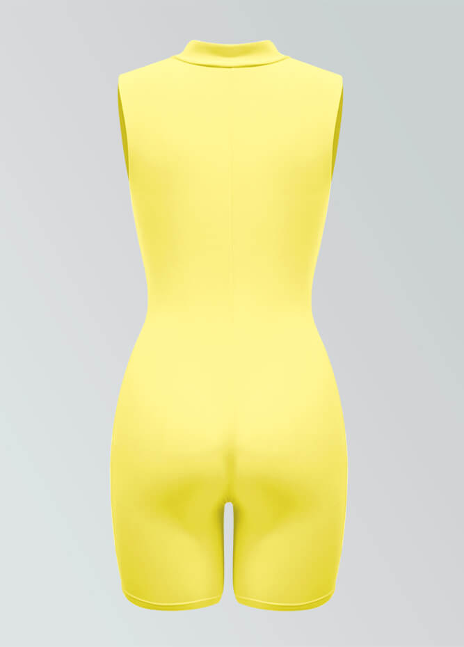 Womens Sleeveless Turtleneck Half-Zip Romper