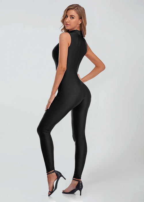Women's Spandex Sleeveless Turtleneck Bodycon Unitard