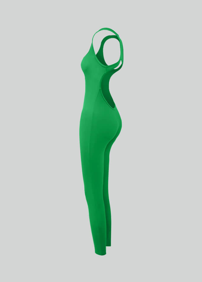 Womens Spandex Sleeveless Hollow Back Unitard