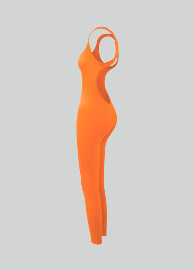 Womens Spandex Sleeveless Hollow Back Unitard