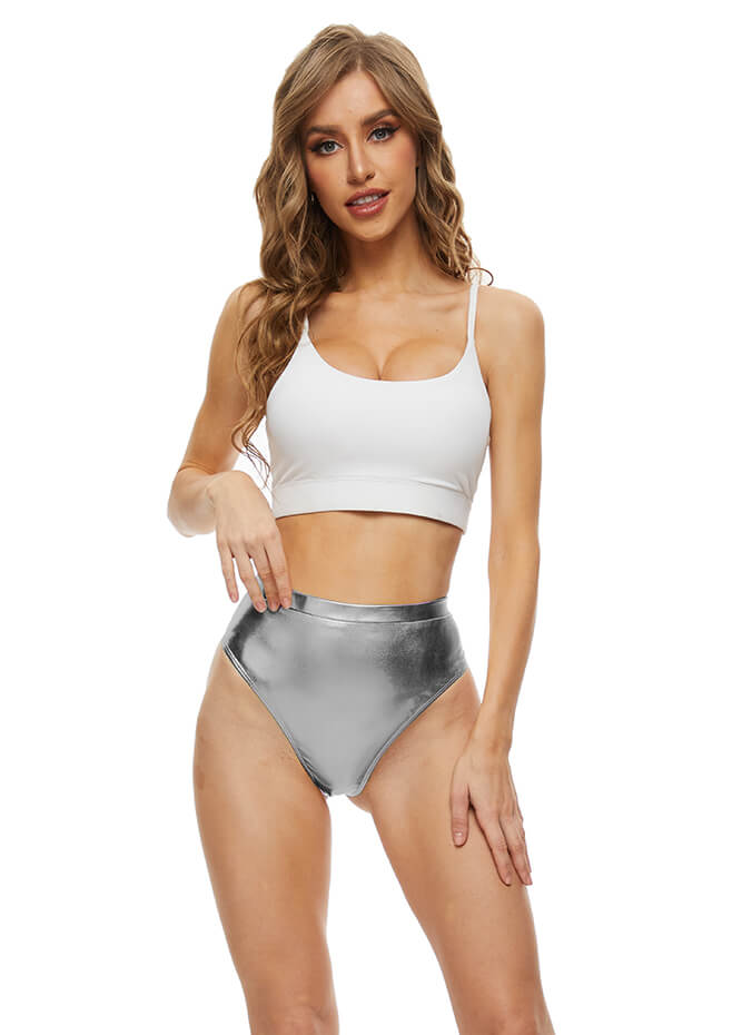 Womens Thong Shiny Metallic Rave Bottoms