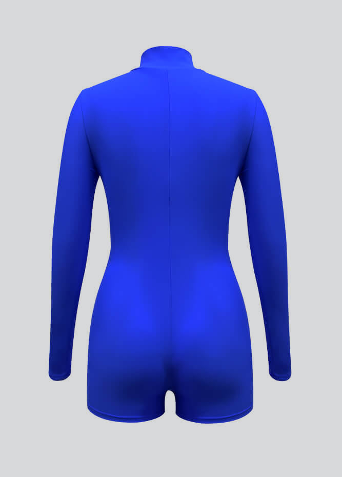 Zip Front One Piece Spandex Romper Bodysuit