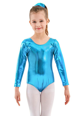 Speerise Girls Shiny Metallic Long Sleeve Leotard