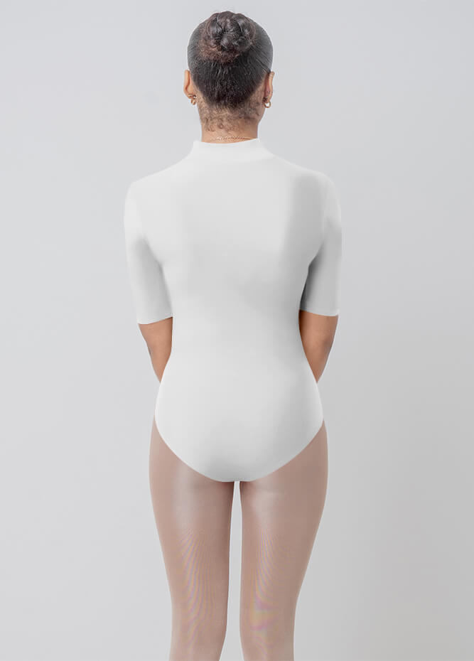 Front Zipper Half-Sleeved Leotard