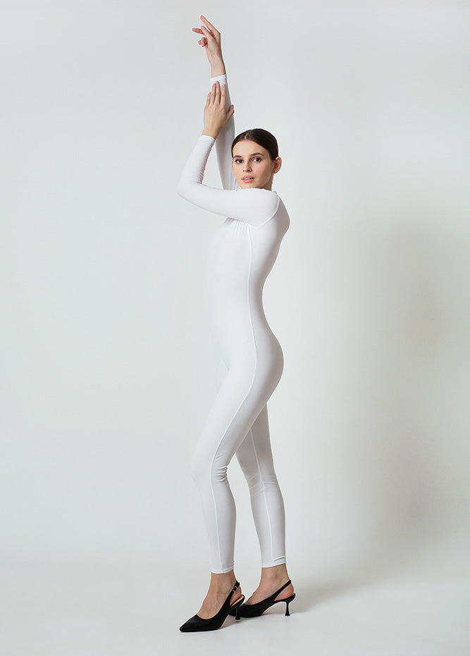 white spandex bodysuit