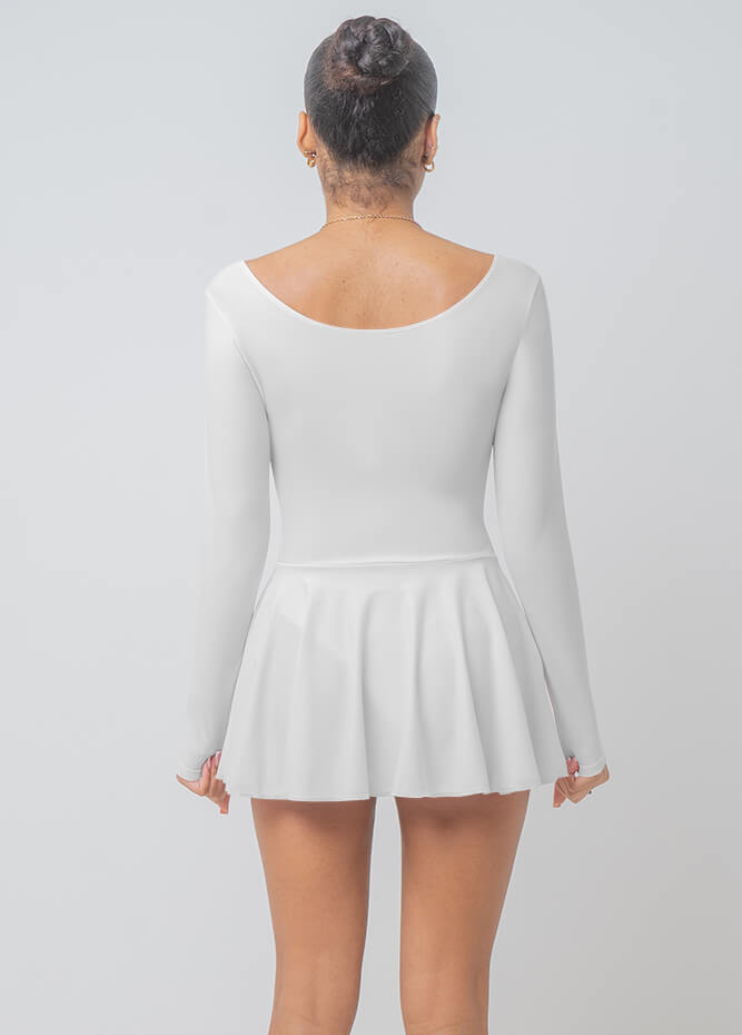 Womens Long Sleeve Skirted Leotard