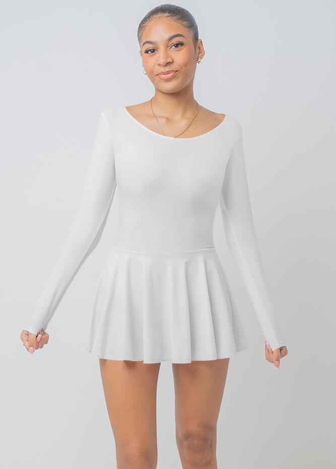 Womens Long Sleeve Skirted Leotard