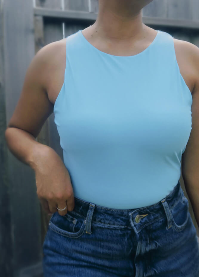 turquoise tank top bodysuit