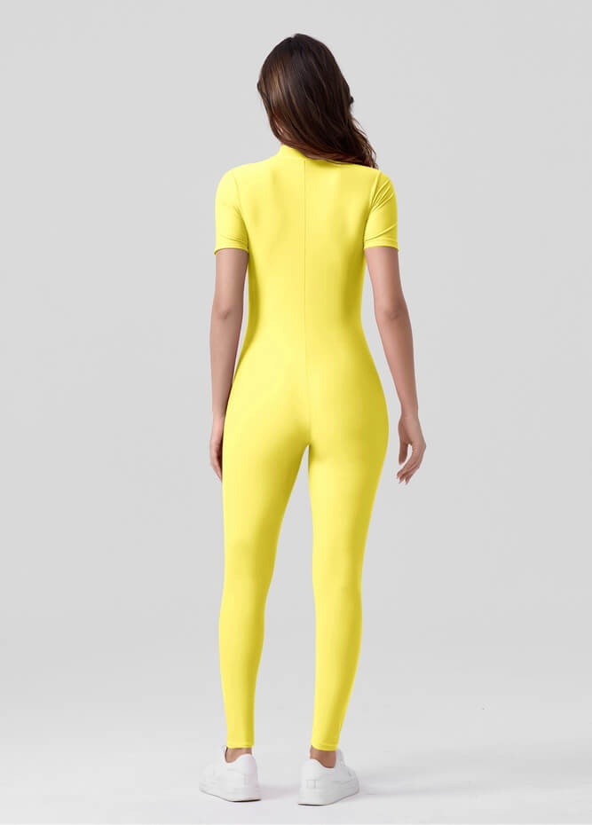 Womens Short Sleeve Zip Front Unitard