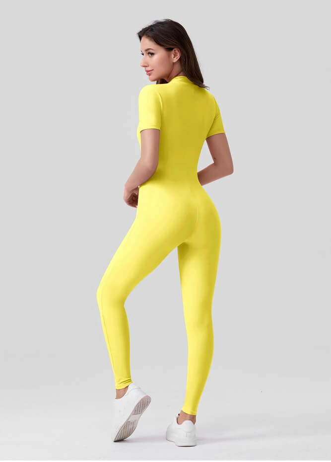 Womens Short Sleeve Zip Front Unitard