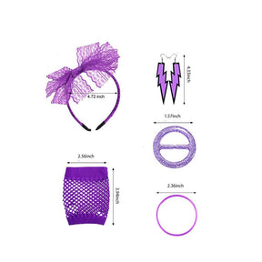 Purple 80s fashion accessories