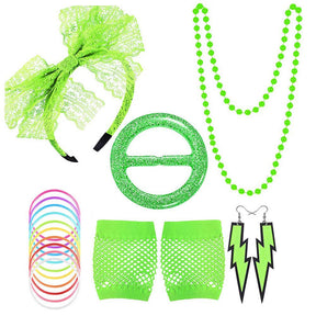 Green 80s fashion accessories