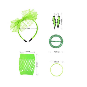 Green 80s fashion accessories