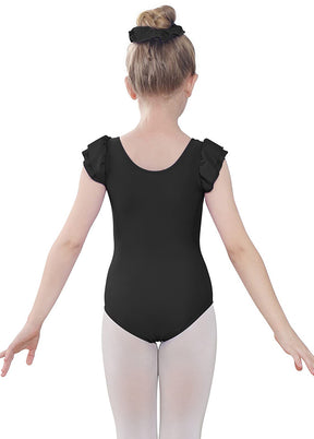 Black Ruffle Short Sleeve Leotard