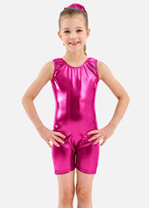 Speerise Girls Sleeveless Tank Unitard Shiny Metallic Biketard