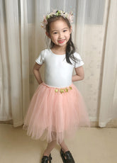 Wedding Flower Girls White Leotard with Short Sleeve