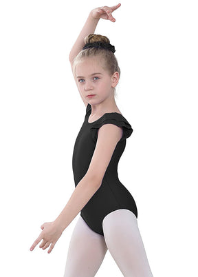 Black Ruffle Short Sleeve Leotard