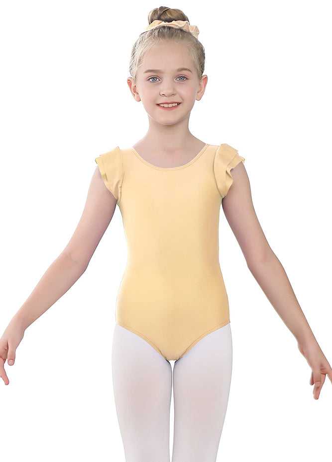 Nude Ruffle Short Sleeve Leotard