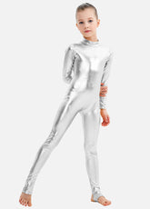 Speerise Girls Shiny Metallic Long Sleeve Unitard