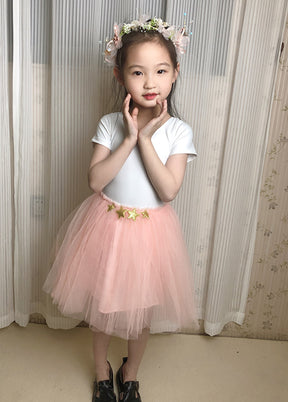 Wedding Flower Girls White Leotard with Short Sleeve