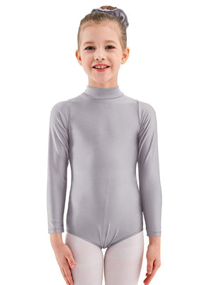 Girls Turtleneck Long Sleeve Black Leotard
