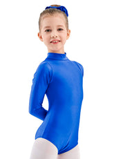 Girls Turtleneck Long Sleeve Blue Leotard